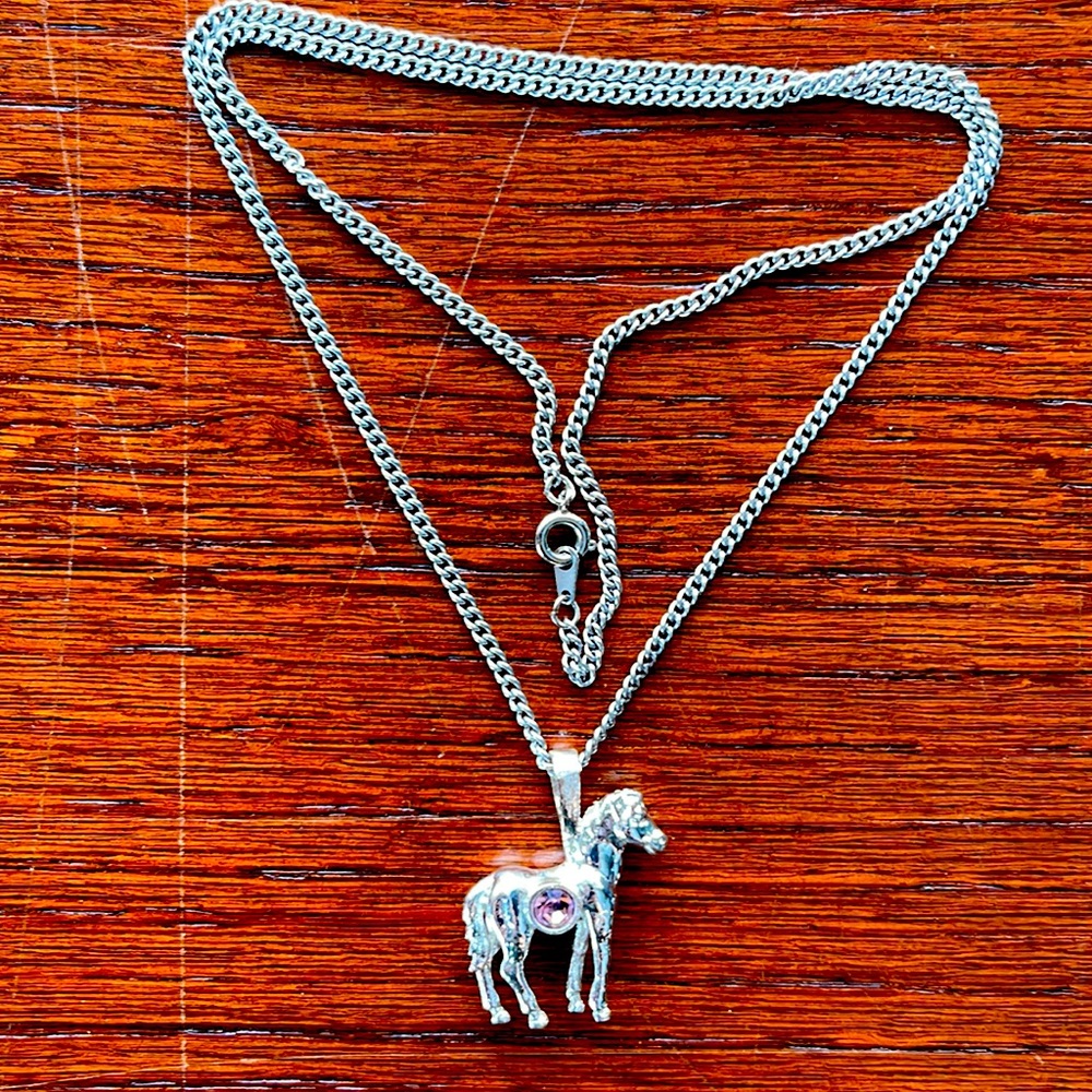 Pink (June Birthstone) Horse Necklace